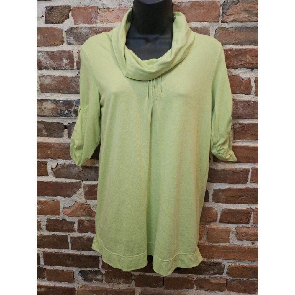 Neon Buddha Pullover Tunic Cowl Neck Top Womens Size XS Lime Green‎ Yellow